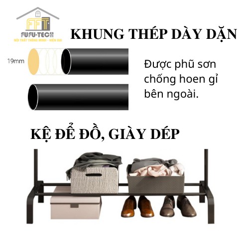 Kệ Treo Quần Áo, Giá Treo Quần Áo Để Giày Dép Đa Năng Khung Kim Loại Nhập Khẩu GT01