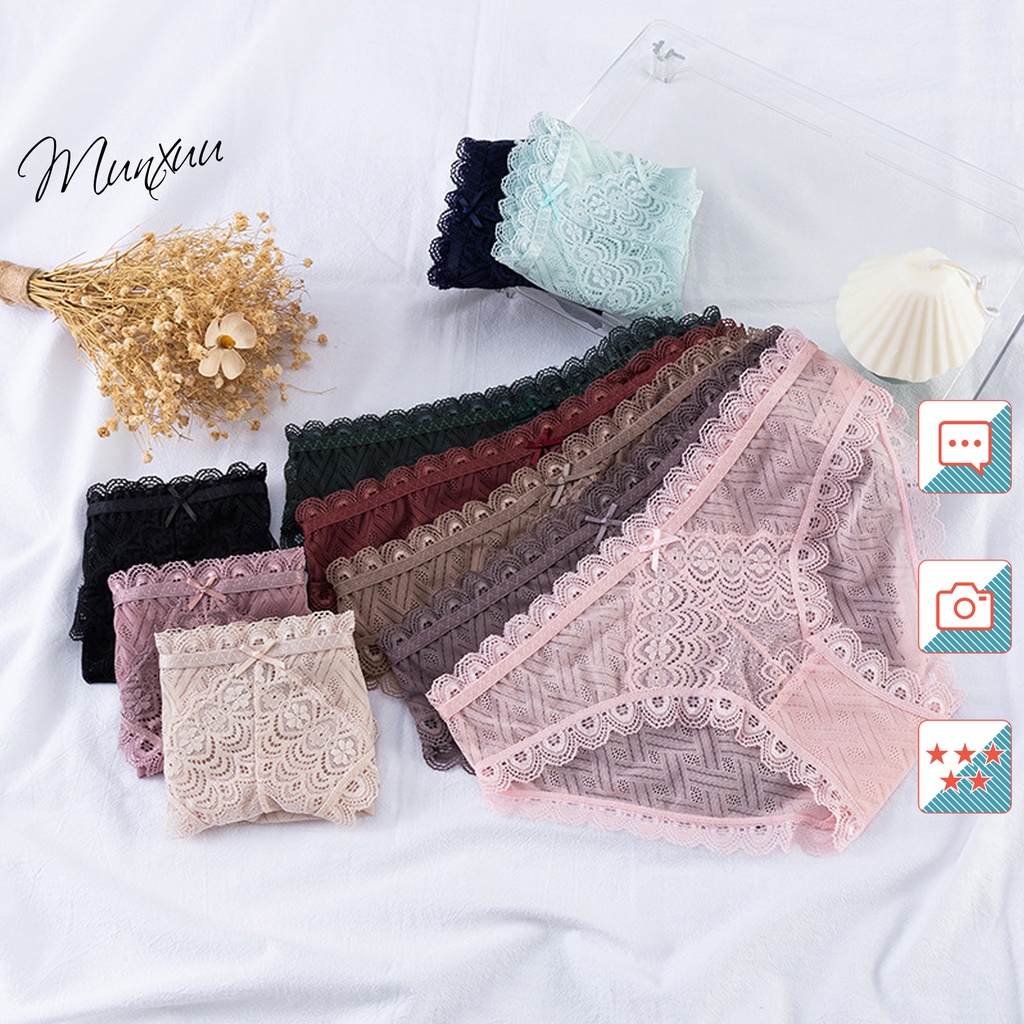 Quần lót ren cao cấp MUNXUU vải xuyên thấu tôn dáng gợi cảm sexy - QC125