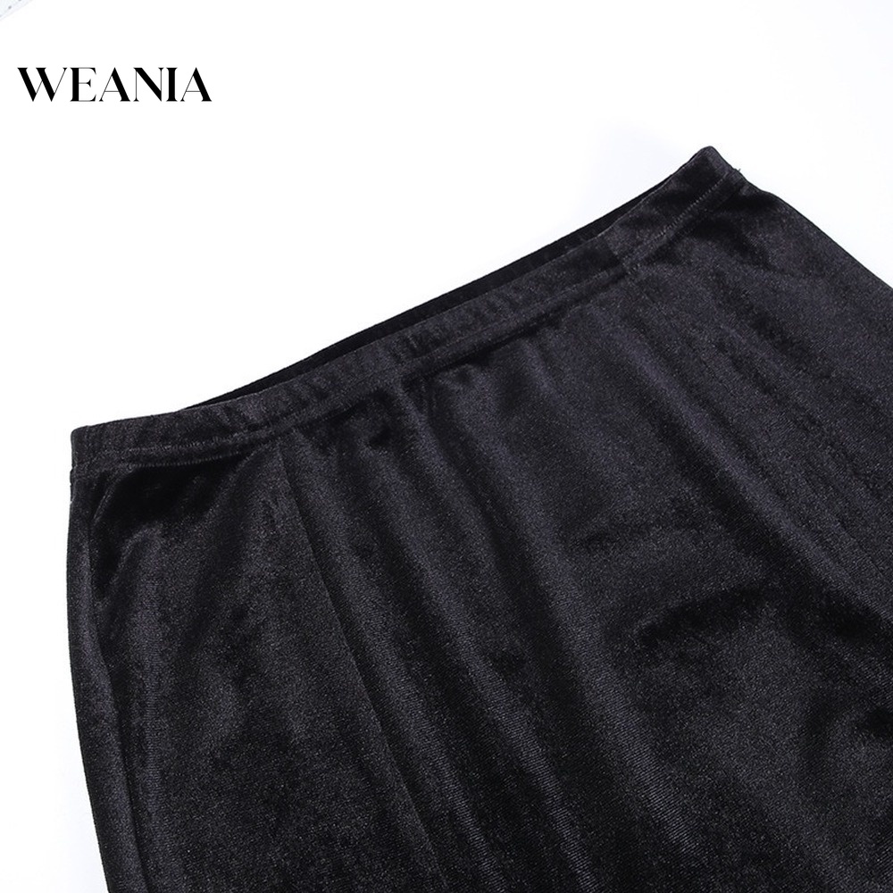 Chân Váy Nhung Dài Xẻ Tà Phong Cách Gothic Gợi Cảm D0403