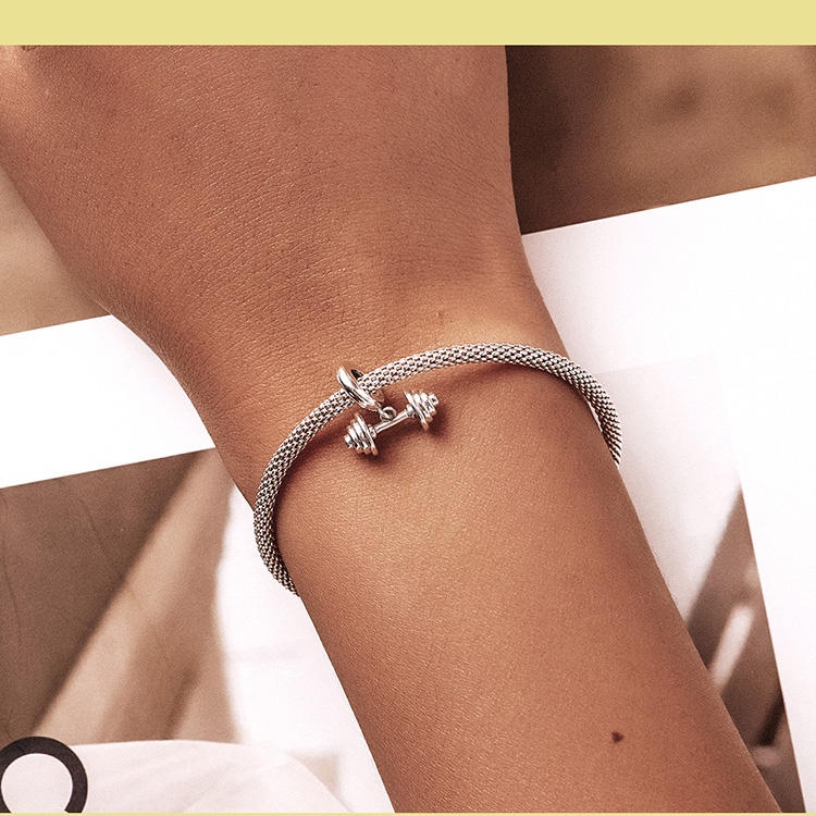 Phụ kiện vòng tay BAMOER SCC2052 Bạc Sterling 925 hình thanh tạ hợp thời trang thích làm thủ công