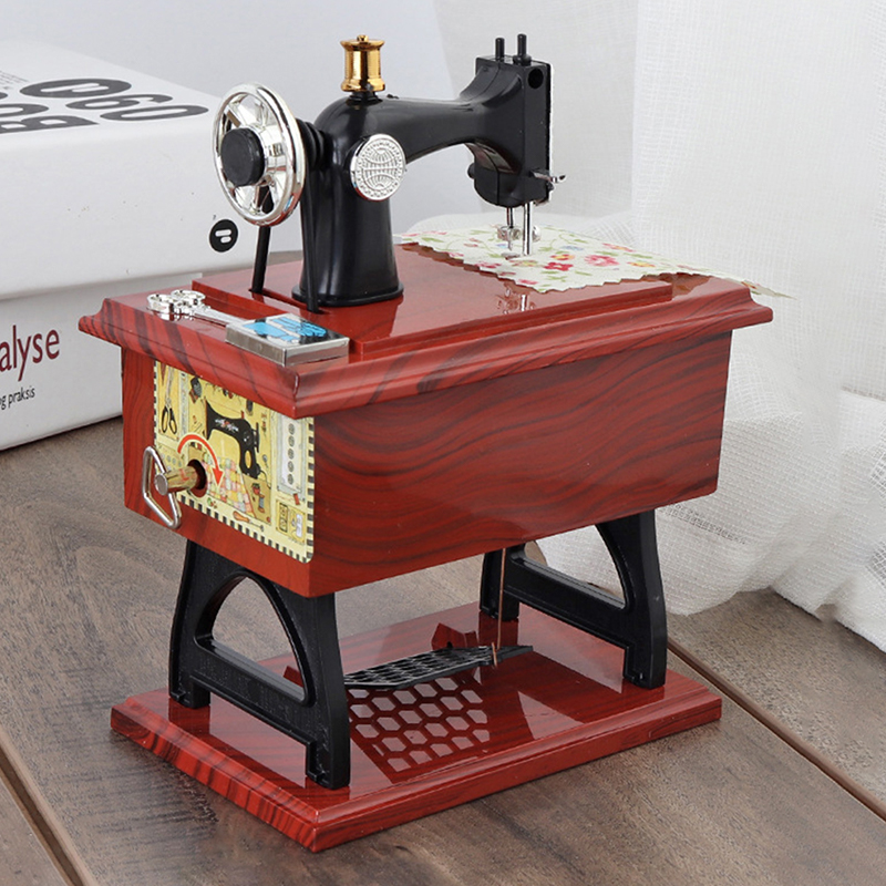 FJRVN Sewing Machine Music Box Retro Sewing Clockwork Home Crafts Decoration Gift