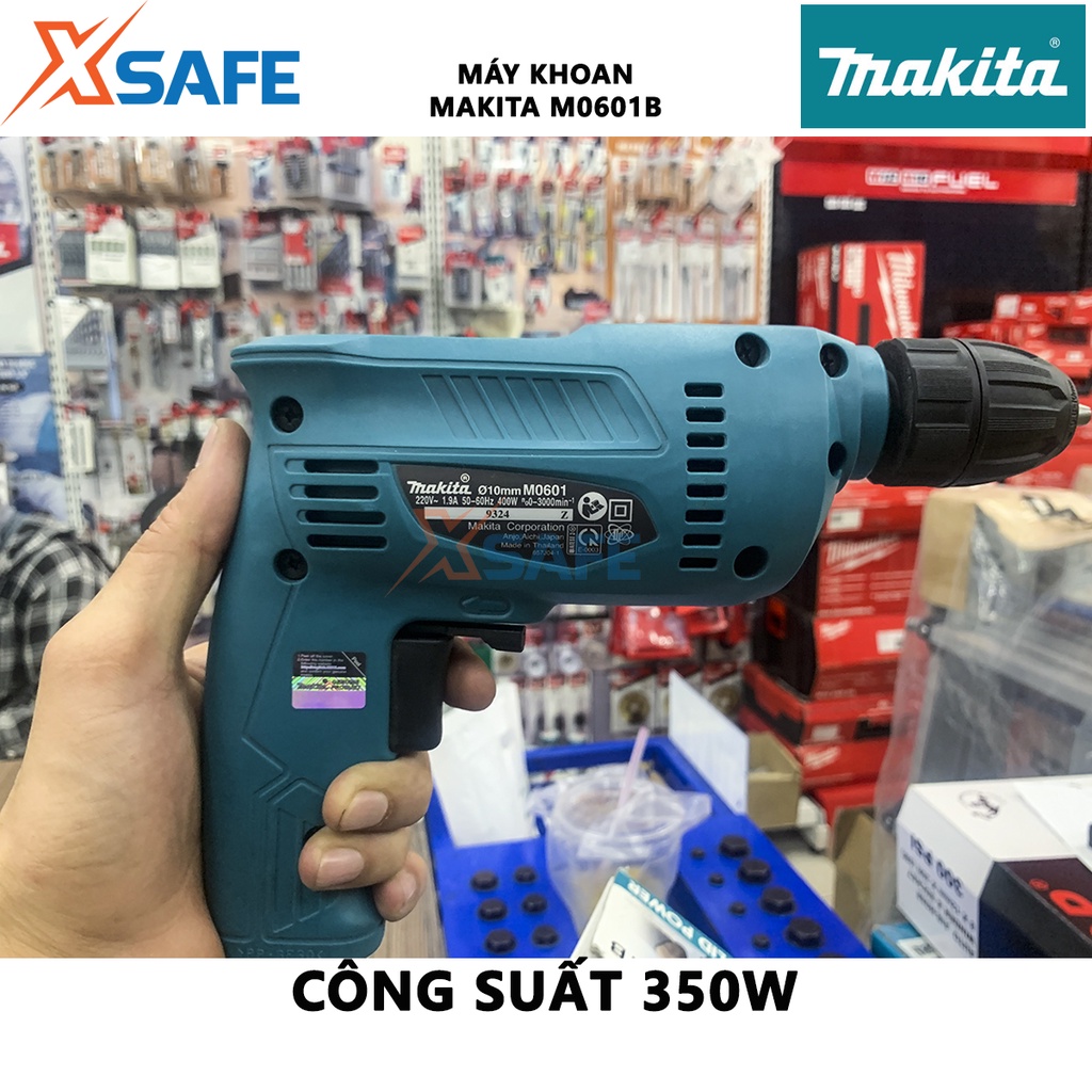 Máy khoan MAKITA M0601B 10mm Máy khoan cầm tay công suất 350W tốc độ không tải 0-3000v/p, dùng khoan thép, gỗ - [XSAFE]