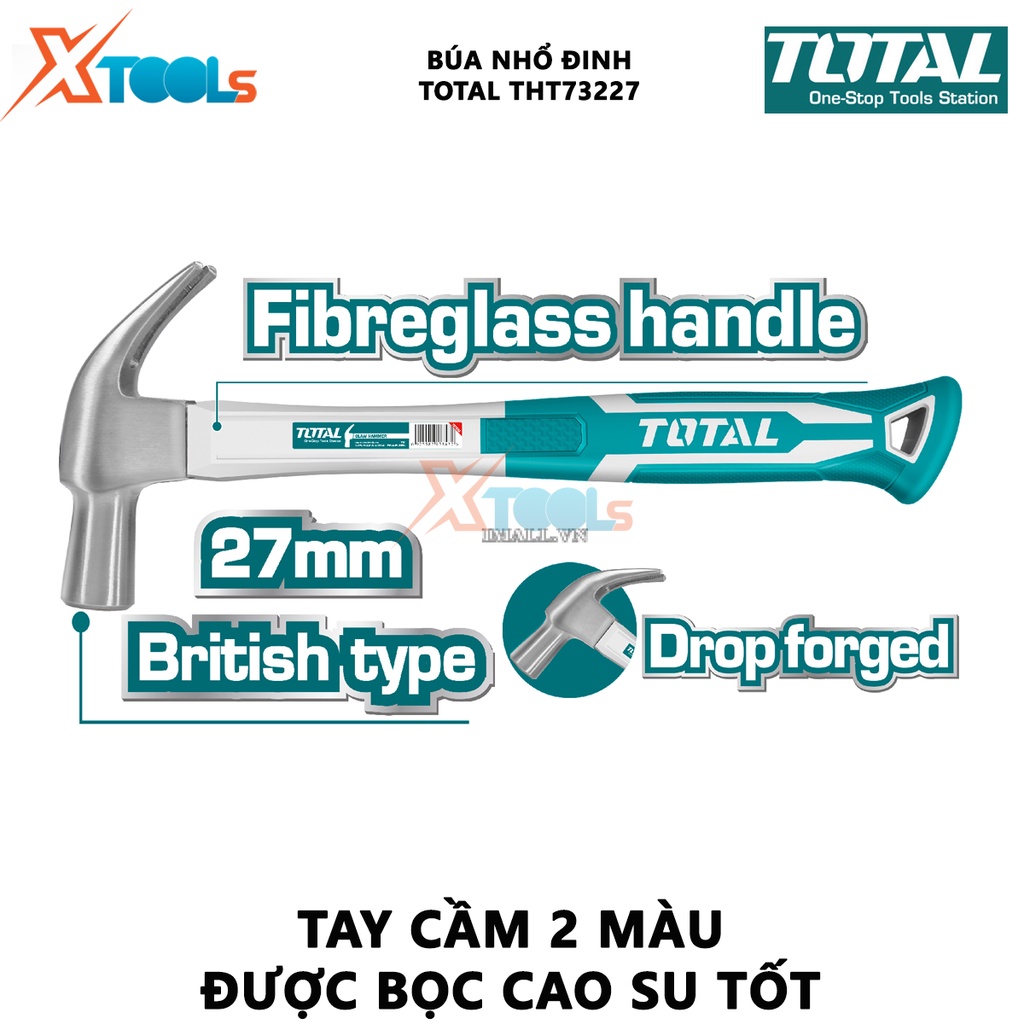 Búa nhổ đinh kiểu Anh TOTAL THT73227 | búa cầm tay mini Kích thước: 27mm dùng để thực hiện thao tác nhổ đinh một cách nh