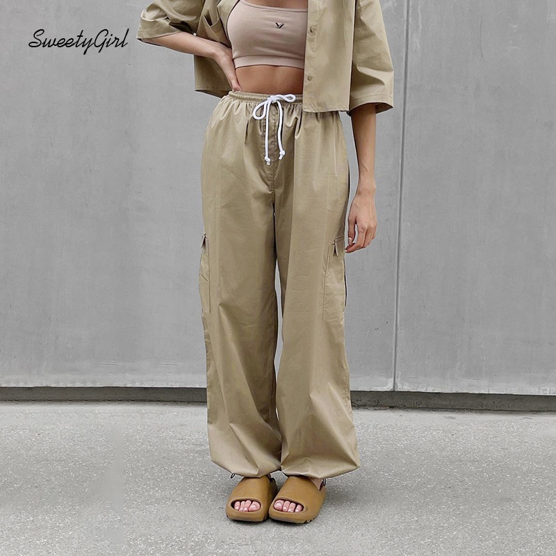 Quần Dài Lưng Cao Màu Trơn Dáng Rộng Thời Trang 2022 Cho Nữ