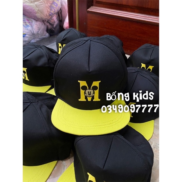 Mũ SnapBack Bé Trai Mickey Đen/Vàng