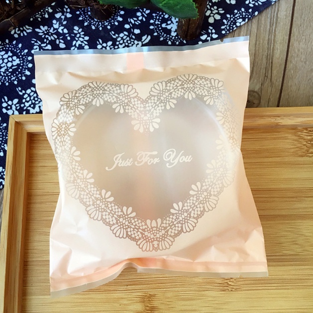 (100 túi / bich ) Túi bánh hàn miệng hinh thank you for you trái tim size 13*15cm