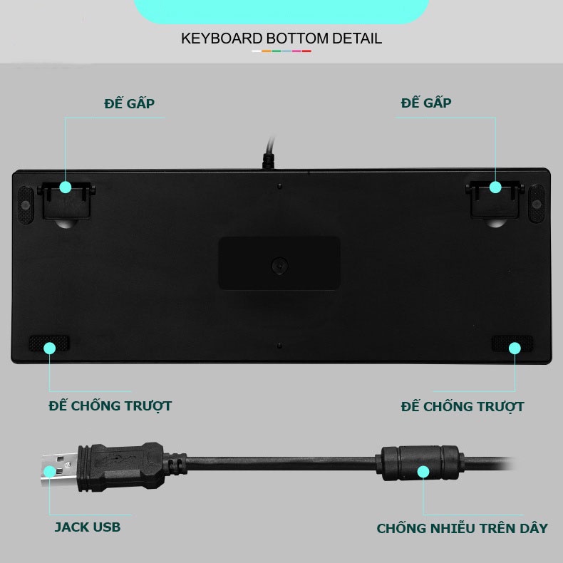 Bàn phím cơ Blue switch YFRUITFUL K7 gaming chính hãng Bàn phím máy tính cơ