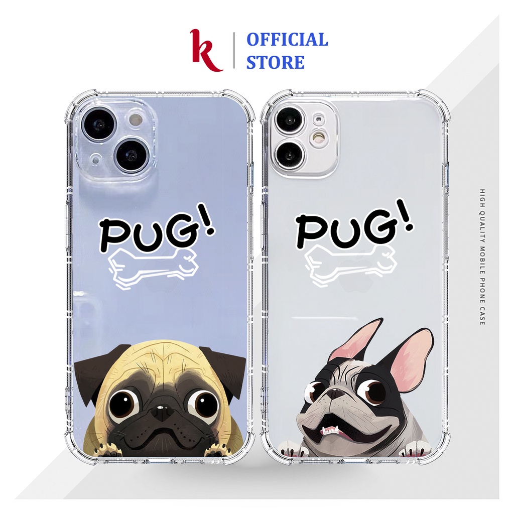Ốp lưng iphone cún PuG chống sốc trong suốt case 14plus 14 pro max 13 12 promax 11 mini 6 6s 7 8 plus x xr xs Se