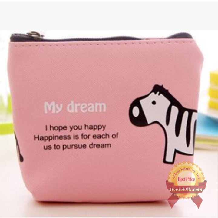 Bóp ví mini đựng đồ tiền xu cho bé hình ngựa voi bằng vải dù canvas siêu bền dễ thương tiện lợi | túi khóa mini đựng đồ