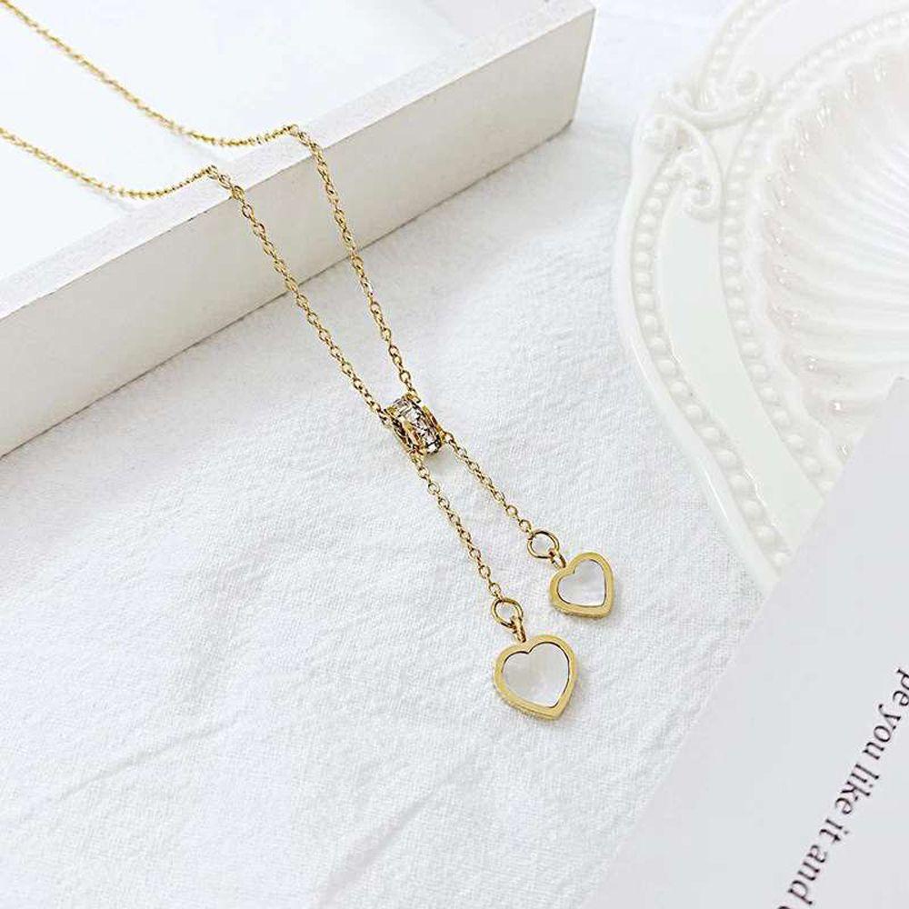 Vòng Cổ Choker Bằng Thép Titan Mặt Hình Trái Tim Thanh Lịch Cho Nữ