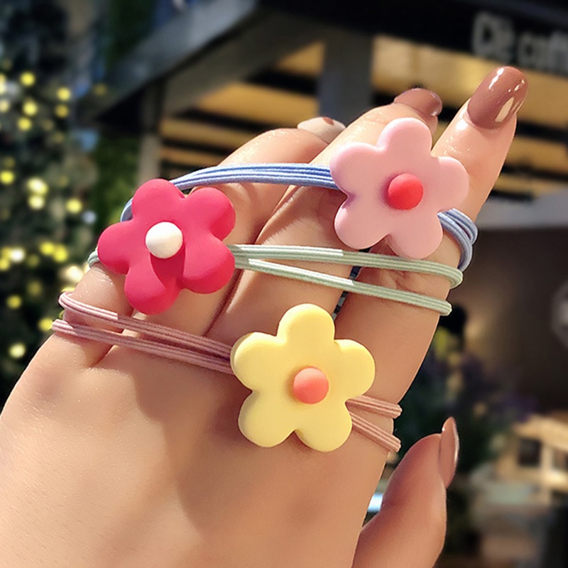 Dây Buộc Tóc Cao Su Co Giãn Phối Hoa Nhiều Màu Sắc Dễ Thương Cho Nữ