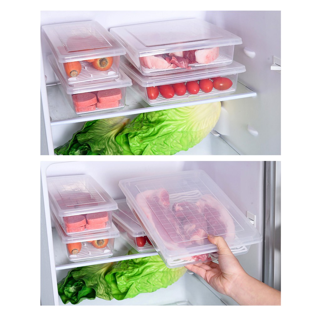 Hộp Đựng Thực Phẩm Tươi Mát Kèm Khay Đựng Thức Ăn Để Tủ Lạnh
