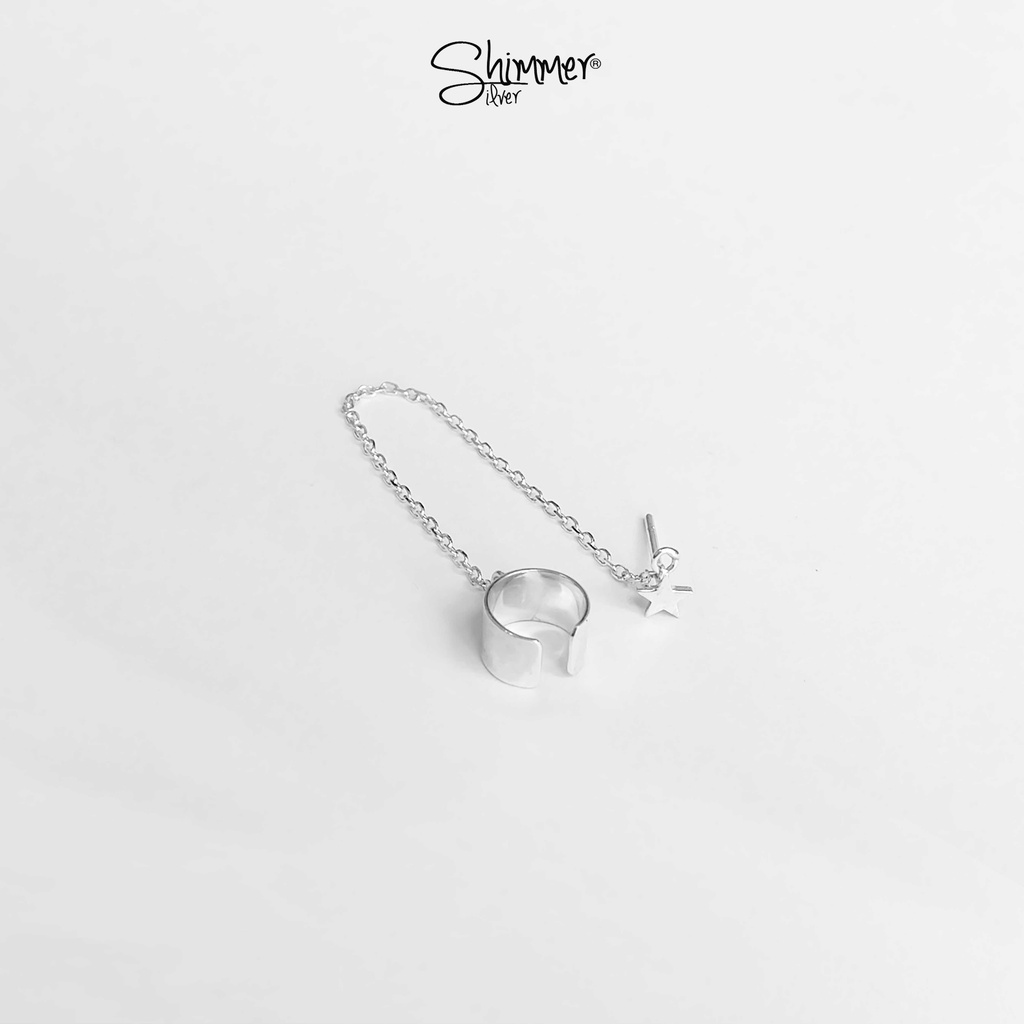 Bông tai bạc 925 STAR CHAIN CUFF Kẹp Vành - Shimmer Silver - Giá 1 chiếc
