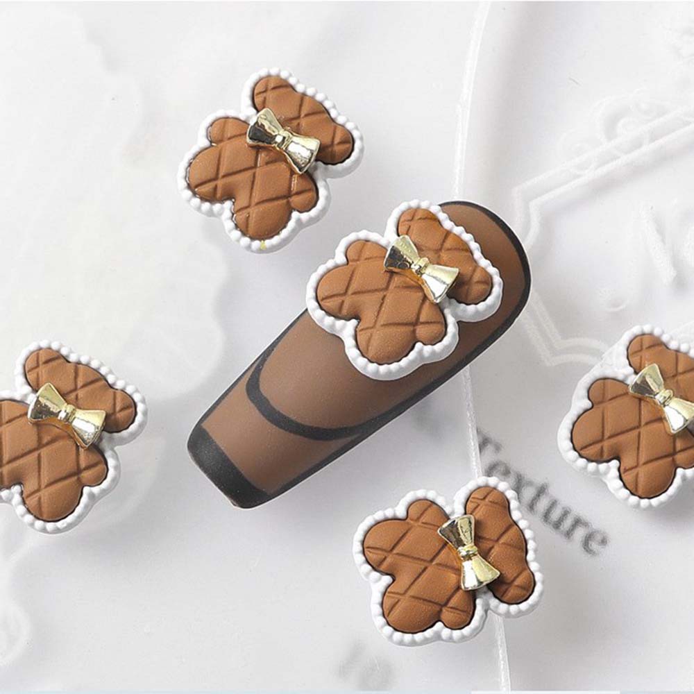 [Hàng mới về] Phụ kiện trang trí móng tay hình gấu cà vạt nơ 3d đáng yêu diy