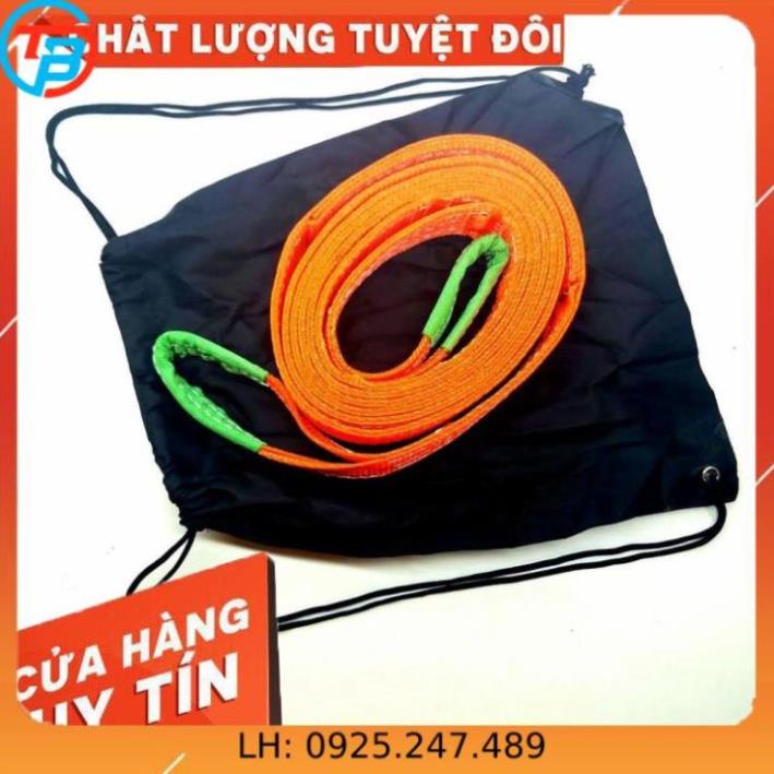 Cáp kéo cứu hộ ô tô 5 tấn 6 mét bản 50mm may 2 lớp ( tặng túi vải + 2 ma ní omega) Liên Sơn