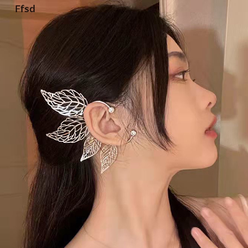 {Ffsd} 1 Khuyên Tai Lá Phong Rỗng Đính Đá Zircon Hóa Trang Tiên Nữ Sang Trọng