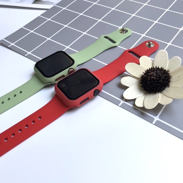 Vỏ bọc kèm kính cường lực 2 trong 1 bảo vệ cho Apple Watch 5/4/3/2/1 38mm/42mm/40mm/44mm -Hồng Anh Case