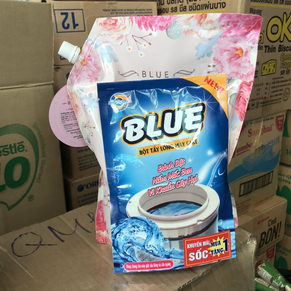 Nước giặt Blue Hàn Quốc hương hoa hồng 2kg khuyến mãi túi tẩy lồng máy giặt