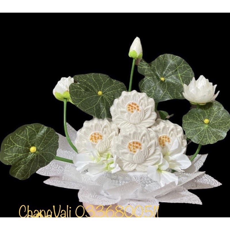 Cành sen lụa 35cm dùng trang trí oản tài lộc,cắm bình ,decor - HN3