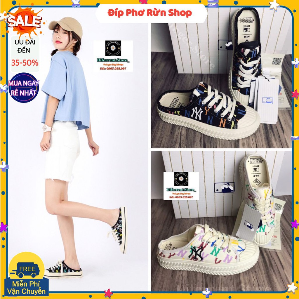 Giày Đạp Gót, Sục Ny Đạp Gót Đen vs Trắng full box. Diferrentstore