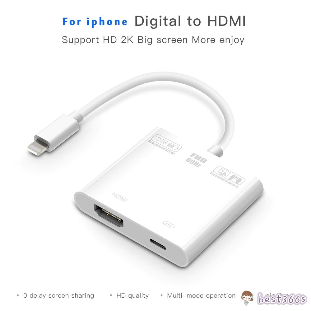 Lightning to Digital AV TV HDMI Cable Adapter For Ipad air iphone 6S 7 8 Plus 5S EST3