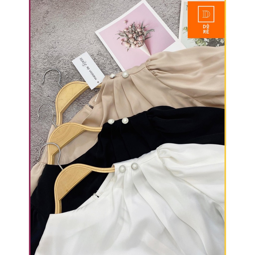 Áo lụa Roem vai nhấn li, tay bồng, siêu sang chảnh,và tiểu thư, áo sơ mi lụa, áo sơ mi công sở