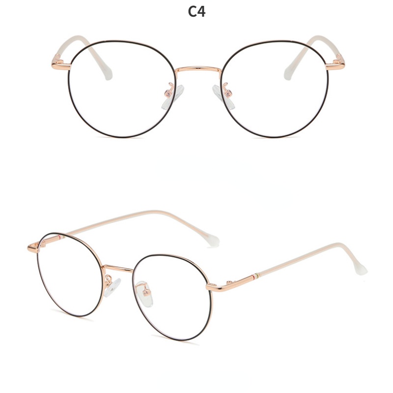 (JIUERBA) Mắt Kính Gọng Tròn Thời Trang Cổ Điển Gọng Kim Loại Ánh Sáng Xanh Lam