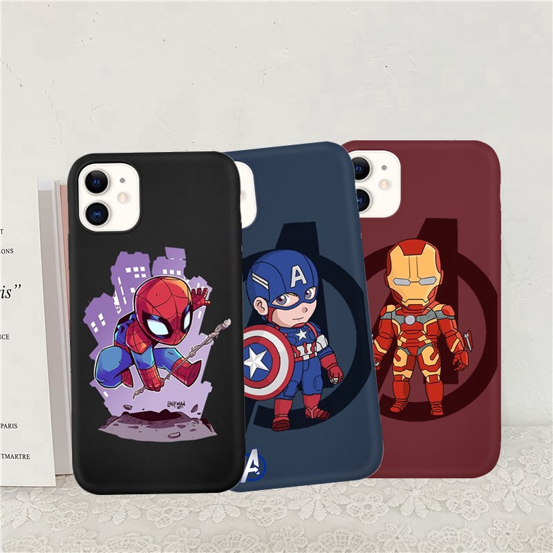 Ốp điện thoại dẻo in hình hoạt hình Ironman Captain America độc đáo cho IPhone 11 11Pro Max 6 7 8 XSmax 6plus 8plus