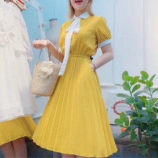Đầm cổ đức chân ly phối trắng