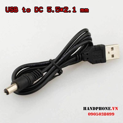 Cáp sạc USB ra chân tròn DC 5.5*2.1mm (5.5mm)