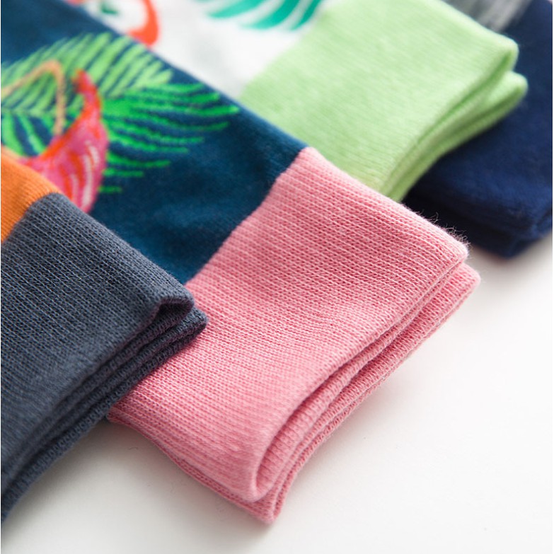 Vớ hoạ tiết nam nữ Cotton Unisex cổ cao phối hoạ tiết lá cây