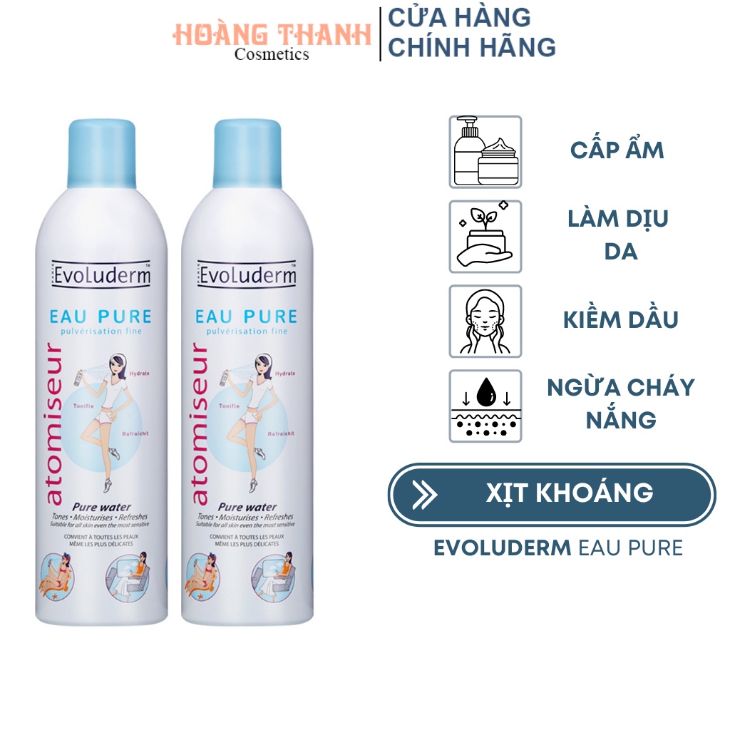 Xịt khoáng Evoluderm Atomiseur Eau Pure Cấp Ẩm và Làm Dịu Da 150 400ml