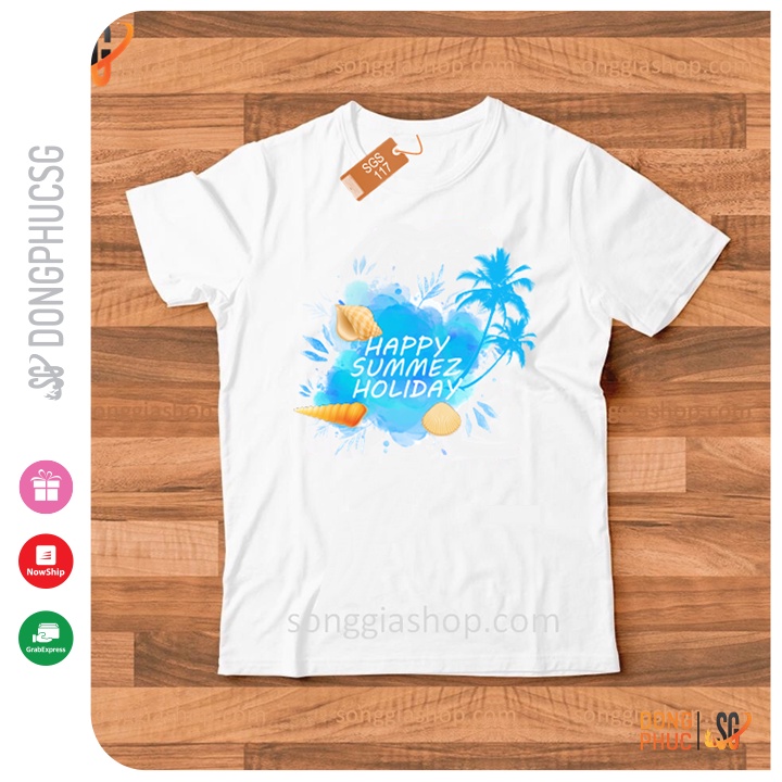 Áo Thun Hội Nhóm Mẫu Summer Độc Đáo Thun Cotton Phông Mềm Mịn Dày Dặn Màu Trắng Sgs117 | Sg