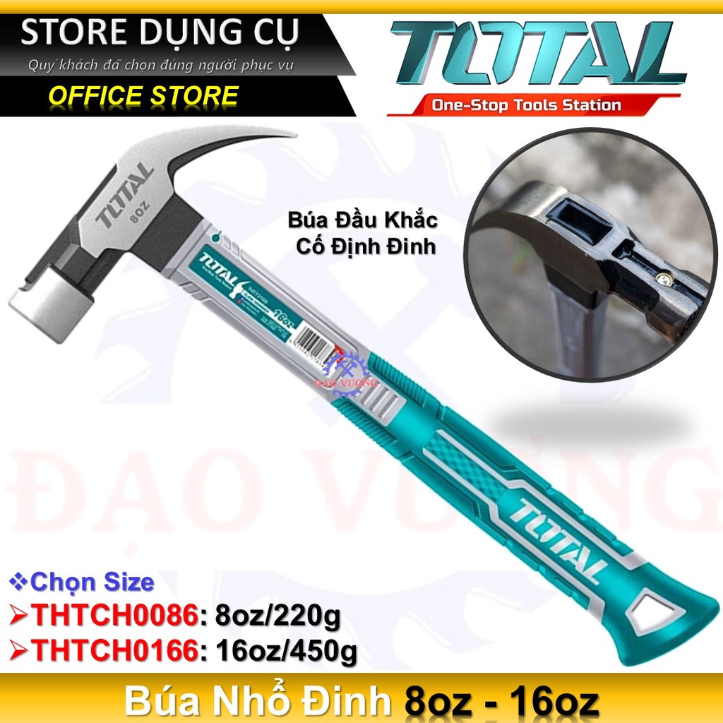 Búa đóng đinh đa năng thép Cr-V búa nhổ đinh cầm tay đóng đinh bê tông, tường, gỗ TOTAL THTCH0086 / THTCH0166