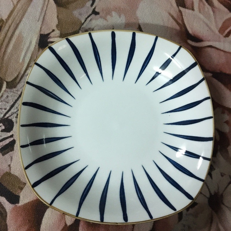 [12 size] Đĩa Sứ Hoạ Tiết Kẻ Trúc Cao Cấp