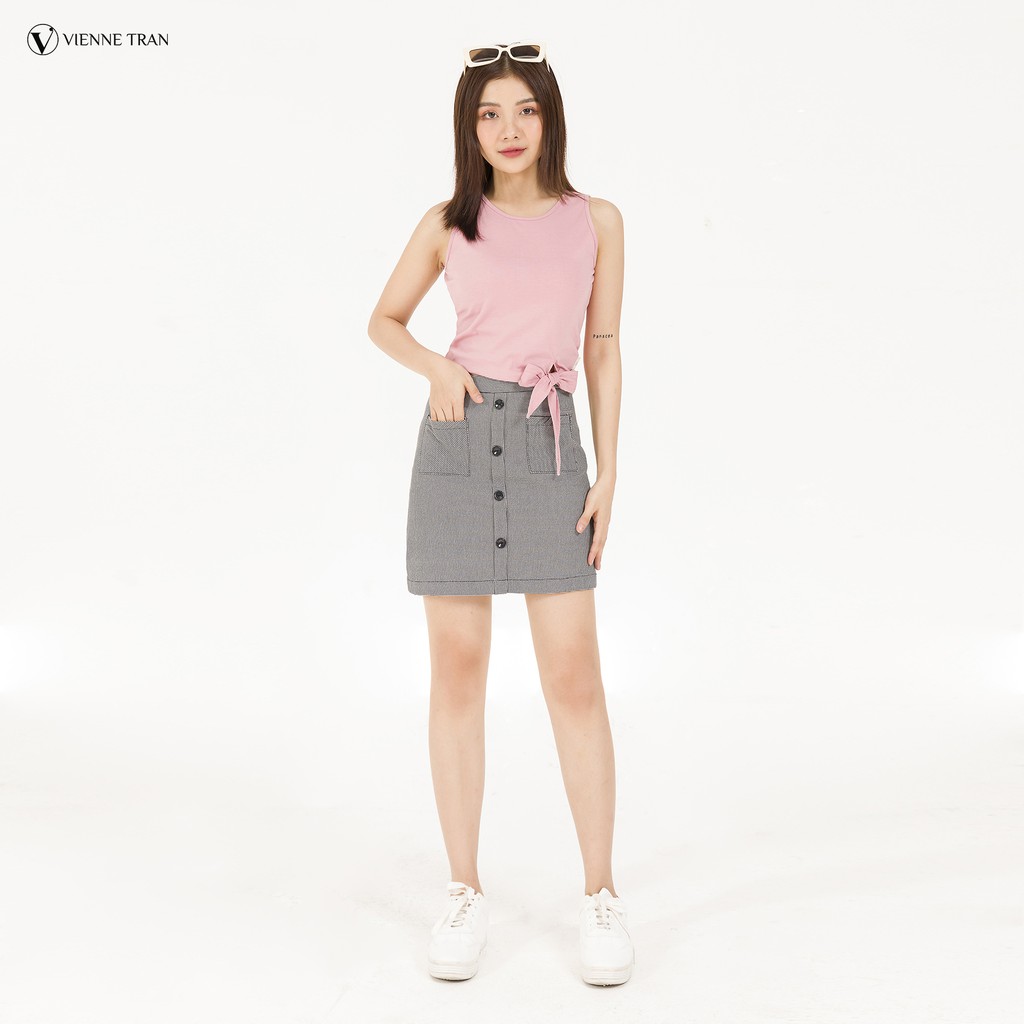 Chân váy A 2 túi ốp VIEN TRAN O62R20Q002 (Đen/ Đen trắng) | BigBuy360 - bigbuy360.vn