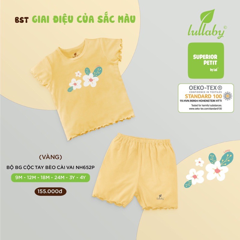 Bộ cộc tay bé gái vải Petit Lullaby - NH603B