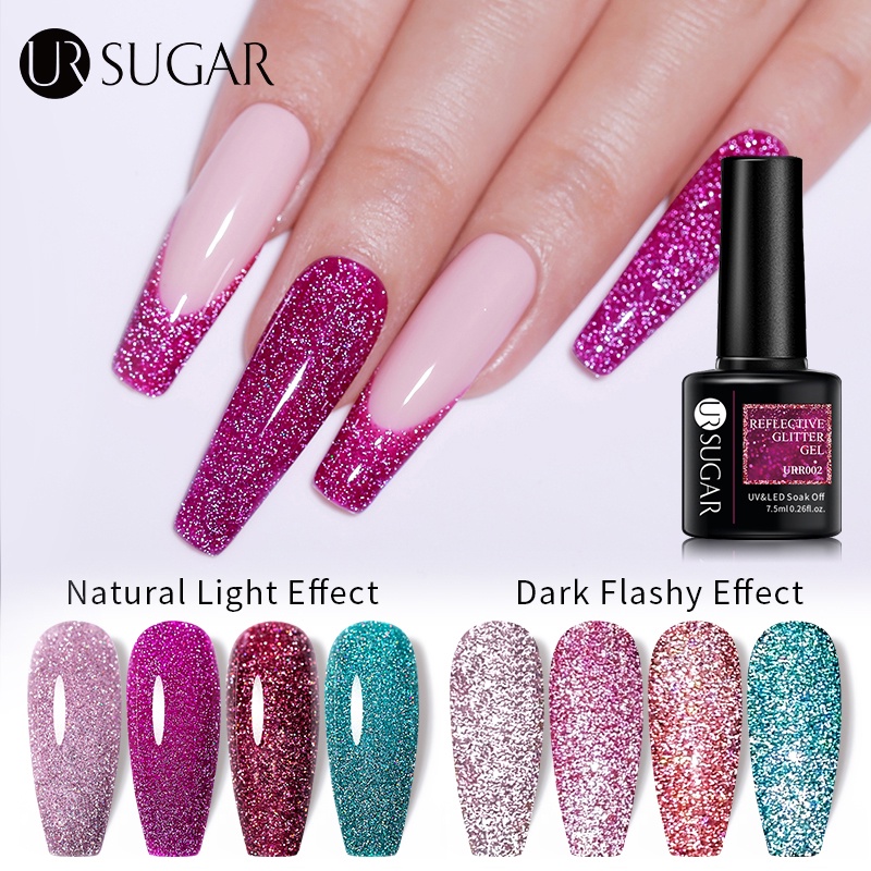 Gel sơn móng tay UV UR SUGAR 10 màu sắc phản quang tùy chọn 7.5ml