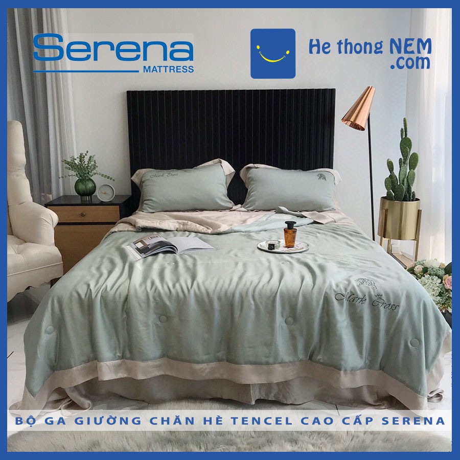 Chăn Hè Ga Trải Giường Drap Tencell SERENA Bộ 5 Món Set Vỏ Chăn Ga Gối Mền Tencel Mỏng – Hệ Thống Nệm