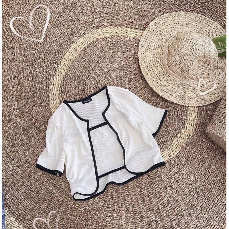Sét áo gân viền+áo ống croptop (sét 2món)