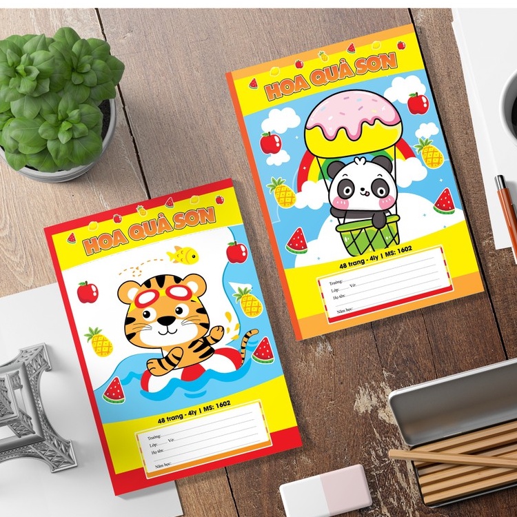 HẢI TIẾN Vở 4 ô ly Cao cấp 6 sao - Hoa Quả Sơn  4 ô ly Lốc 10/5 quyển