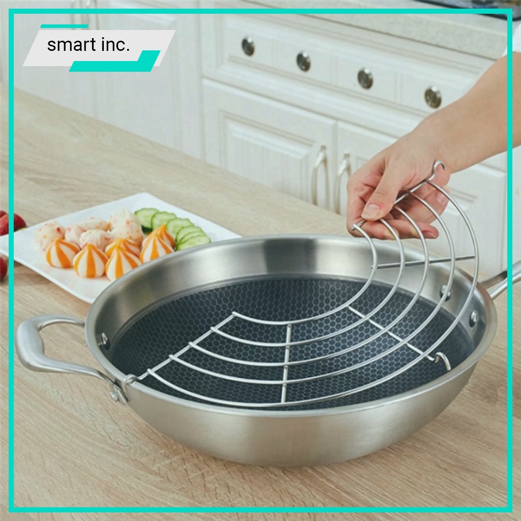 Vỉ Chiên Ráo Dầu Vỉ Gác Chảo Chiên Rán Dầu Khay Inox Tiện Dụng