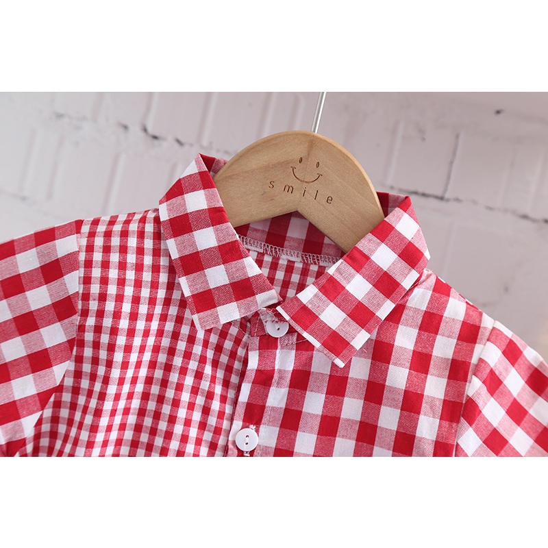 Áo Sơ Mi Ngắn Tay Kẻ Sọc Caro Thời Trang Cho Bé Trai 0-4 Tuổi