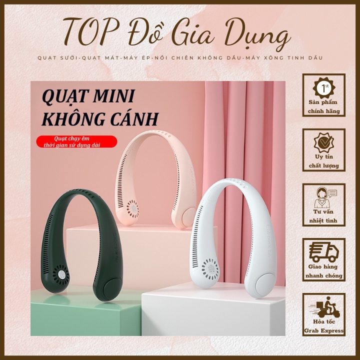 Quạt Đeo Cổ Không Cánh - Biên Độ Thổi Rộng 360 Độ -Hàng Chính Hãng- Bảo Hành 12 Tháng
