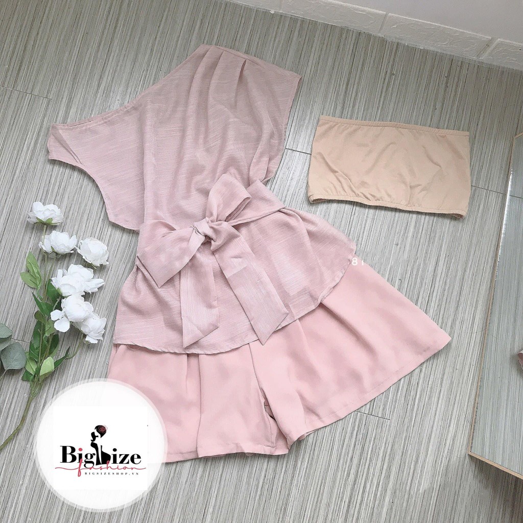 (50-95kg) Set áo lệch vai+quần Bigsize-Chất liệu voan kính sang chảnh trẻ trung năng động