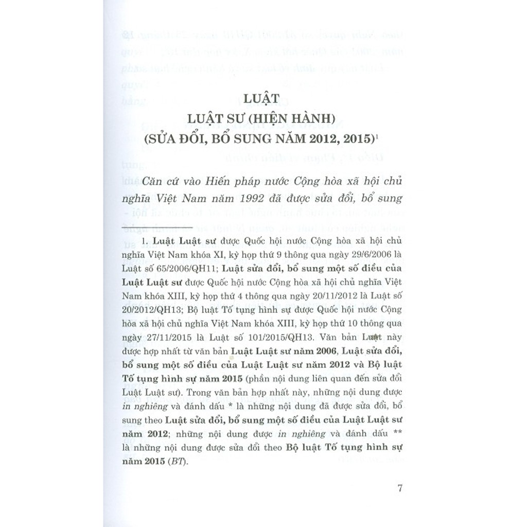 Sách - Luật Luật Sư (Hiện hành) (Sửa đổi, bổ sung năm 2012, 2015) | BigBuy360 - bigbuy360.vn