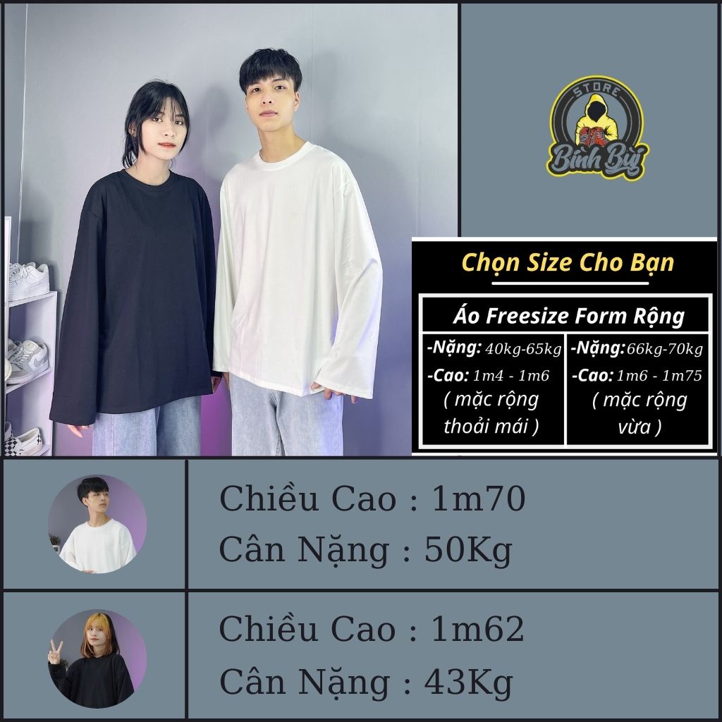 Áo Thun Dài Tay Basic Unisex BINHBUISTORE Form Rộng Nam Nữ Phong Cách Ulzzang Hàn Quốc