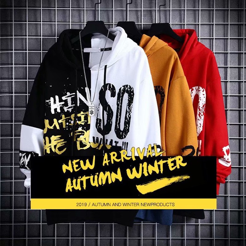 Áo hoodie tay dài form rộng phối màu phong cách Âu Mỹ cá tính cho nam | BigBuy360 - bigbuy360.vn