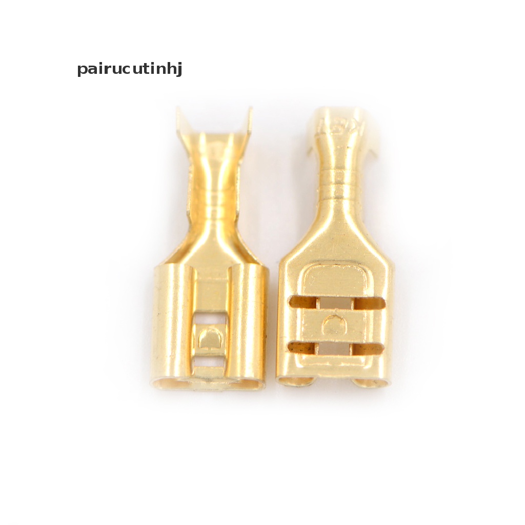 Set 100 Đầu Nối Dây Loa Xe Hơi Bằng Đồng Mạ Vàng 4.8mm