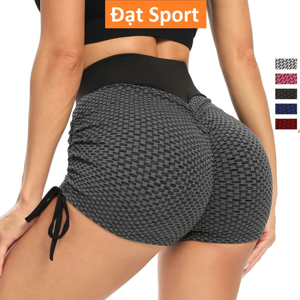 Quần Short Tập Gym , Yoga , Thể Thao Cho Nữ , Chun Mông , Eo Chéo , Dây Rút , Co Giãn 4 Chiều